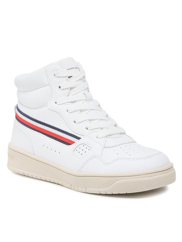 Tommy Hilfiger Tommy Hilfiger Сникърси Stripes High Top Lace-Up Sneaker T3X9-32851-1355 S Бял