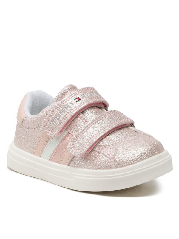 Tommy Hilfiger Tommy Hilfiger Сникърси Stripes Low Cut Velcro Sneaker T1A9-32685-1010 M Розов