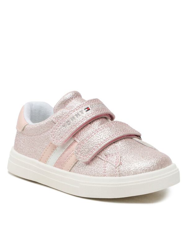 Tommy Hilfiger Tommy Hilfiger Сникърси Stripes Low Cut Velcro Sneaker T1A9-32685-1010 S Розов