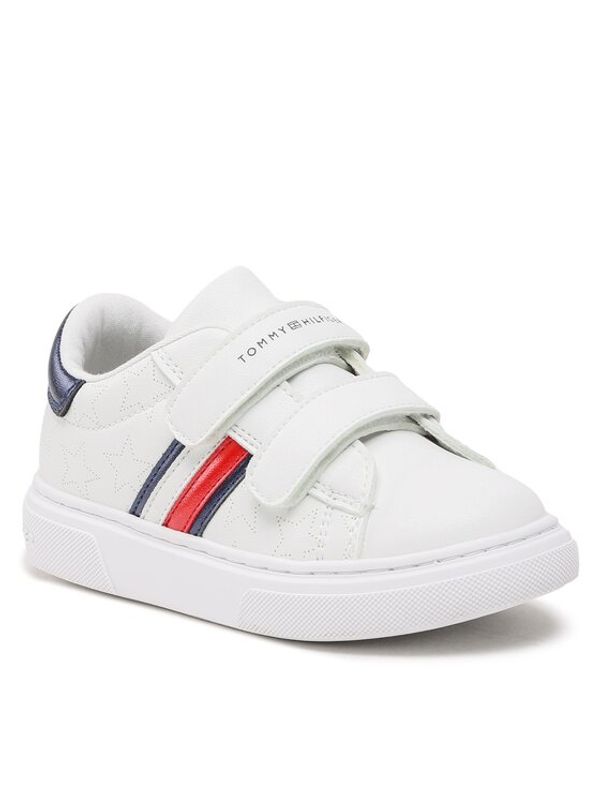 Tommy Hilfiger Tommy Hilfiger Сникърси Stripes Low Cut Velcro Sneaker T1A9-32694-1355 S Бял