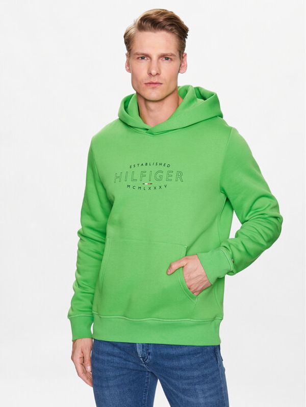 Tommy Hilfiger Tommy Hilfiger Суитшърт Curve Logo MW0MW30013 Зелен Regular Fit