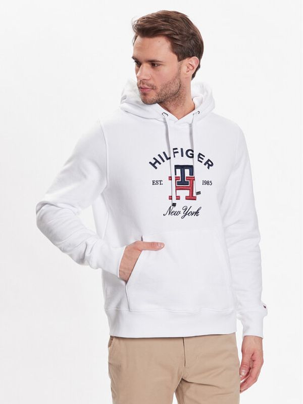 Tommy Hilfiger Tommy Hilfiger Суитшърт Curved Monogram MW0MW30017 Бял Regular Fit
