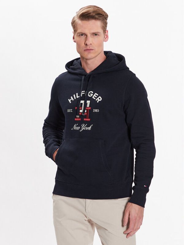 Tommy Hilfiger Tommy Hilfiger Суитшърт Curved Monogram MW0MW30017 Тъмносин Regular Fit