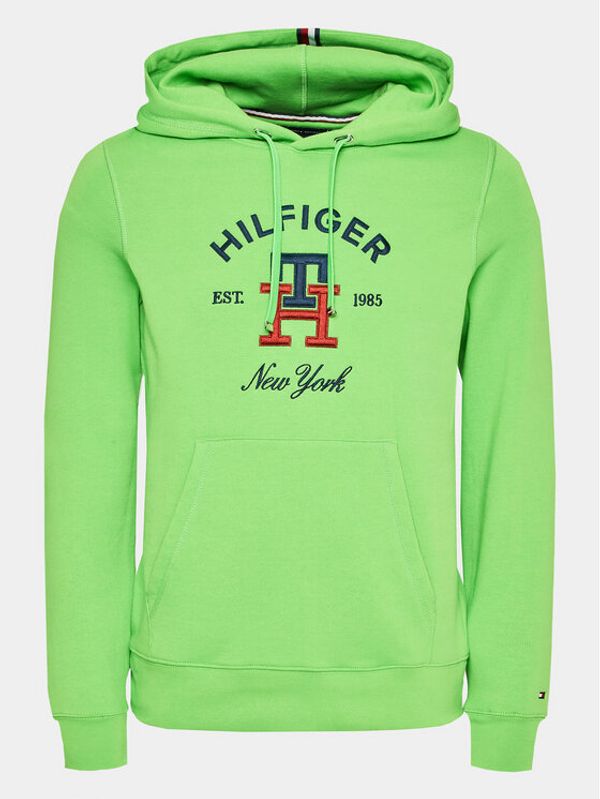 Tommy Hilfiger Tommy Hilfiger Суитшърт Curved Monogram MW0MW30017 Зелен Regular Fit