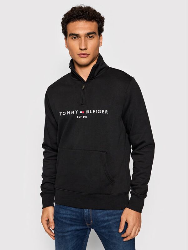 Tommy Hilfiger Tommy Hilfiger Суитшърт Logo Mockneck MW0MW20954 Черен Regular Fit