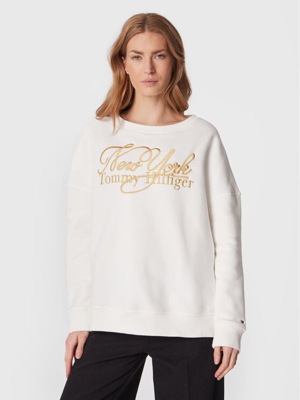 Tommy Hilfiger Tommy Hilfiger Суитшърт Metallic WW0WW37626 Бял Relaxed Fit