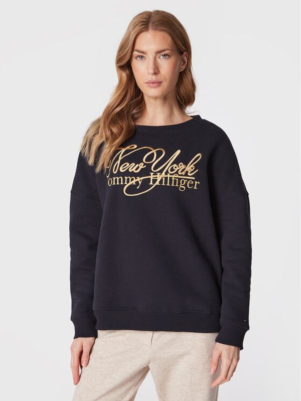 Tommy Hilfiger Tommy Hilfiger Суитшърт Metallic WW0WW37626 Тъмносин Relaxed Fit