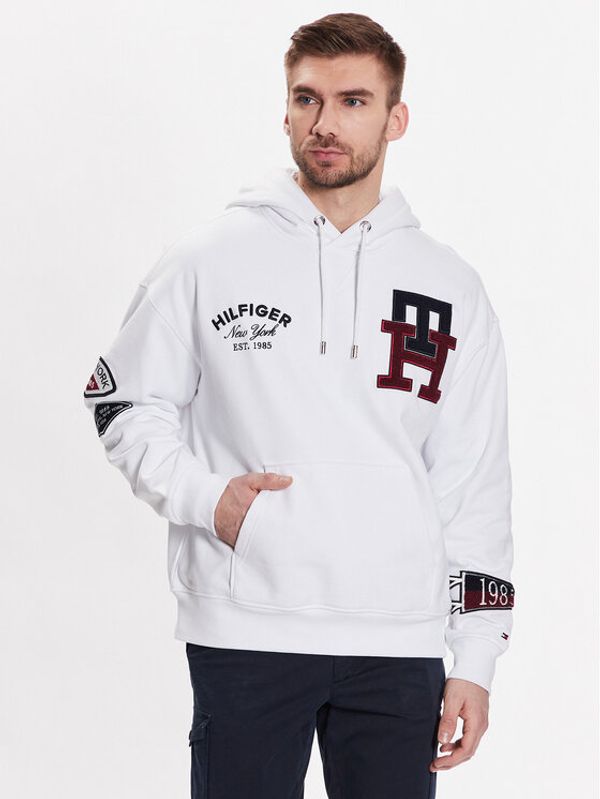 Tommy Hilfiger Tommy Hilfiger Суитшърт Multi Badge Icon MW0MW30029 Бял Regular Fit