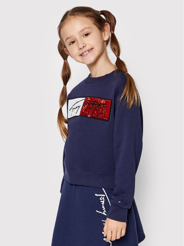 Tommy Hilfiger Tommy Hilfiger Суитшърт Sequins Flag KG0KG06162 M Тъмносин Regular Fit