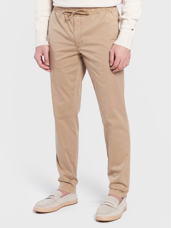 Tommy Hilfiger Tommy Hilfiger Текстилни панталони Chelsea Satin MW0MW29651 Бежов Relaxed Fit