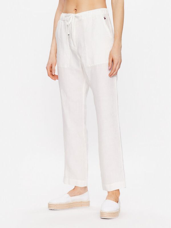Tommy Hilfiger Tommy Hilfiger Текстилни панталони WW0WW37752 Бял Boyfriend Fit