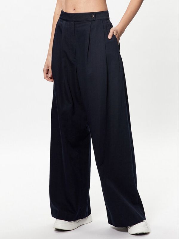 Tommy Hilfiger Tommy Hilfiger Текстилни панталони WW0WW38596 Тъмносин Wide Leg