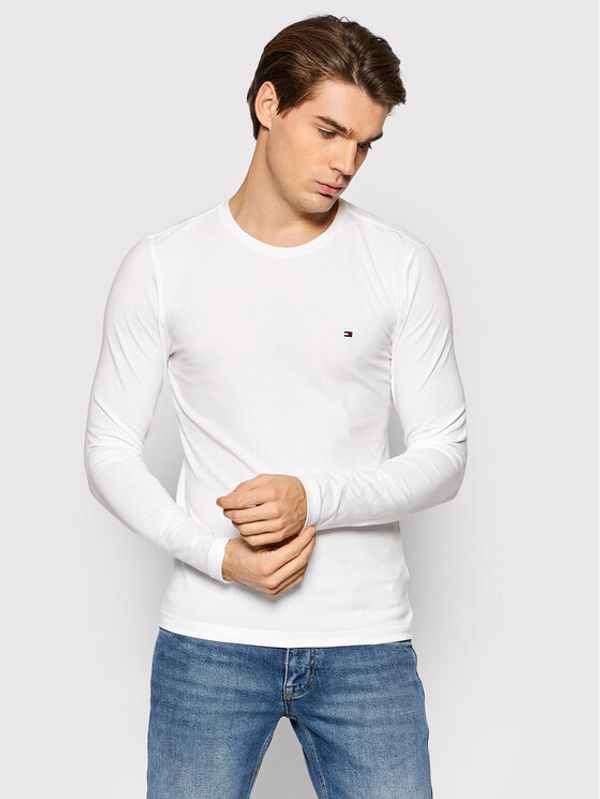 Tommy Hilfiger Tommy Hilfiger Тениска с дълъг ръкав MW0MW10804 Бял Slim Fit
