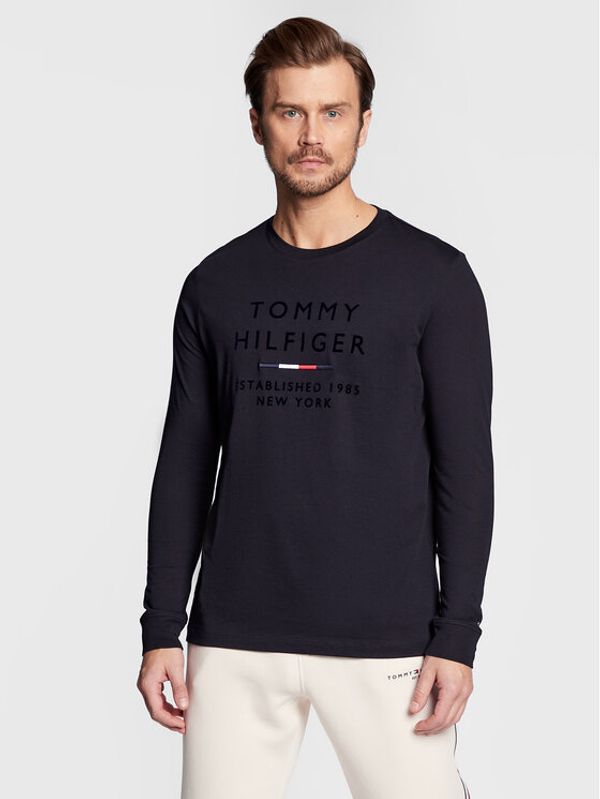 Tommy Hilfiger Tommy Hilfiger Тениска с дълъг ръкав Stacked New York Flock MW0MW29727 Тъмносин Regular Fit