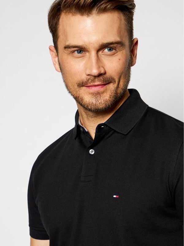 Tommy Hilfiger Tommy Hilfiger Тениска с яка и копчета 1985 MW0MW17770 Черен Regular Fit