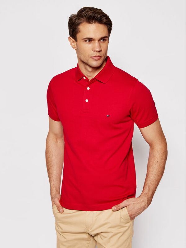 Tommy Hilfiger Tommy Hilfiger Тениска с яка и копчета 1985 MW0MW17771 Червен Slim Fit