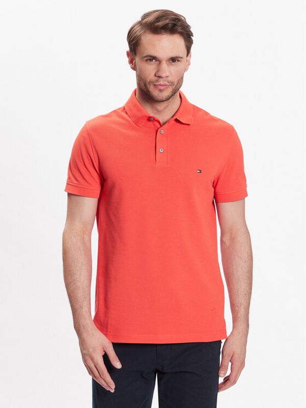 Tommy Hilfiger Tommy Hilfiger Тениска с яка и копчета 1985 MW0MW17771 Оранжев Slim Fit