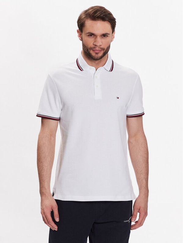 Tommy Hilfiger Tommy Hilfiger Тениска с яка и копчета 1985 MW0MW30750 Бял Slim Fit