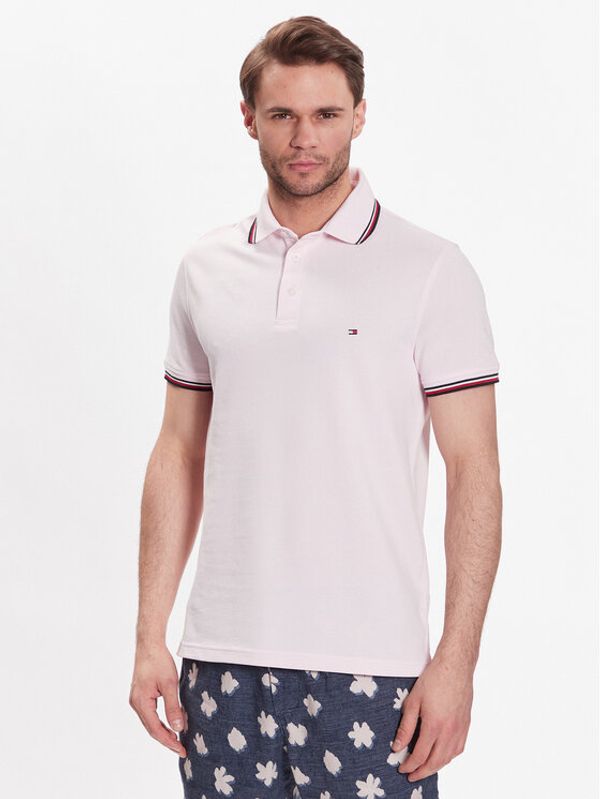 Tommy Hilfiger Tommy Hilfiger Тениска с яка и копчета 1985 MW0MW30750 Розов Slim Fit