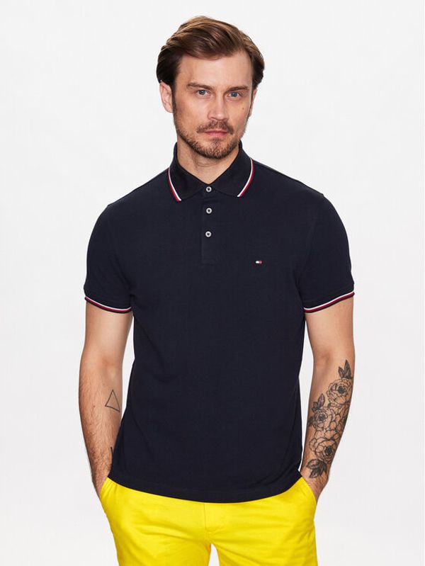Tommy Hilfiger Tommy Hilfiger Тениска с яка и копчета 1985 Rwb Tipped MW0MW30750 Тъмносин Slim Fit
