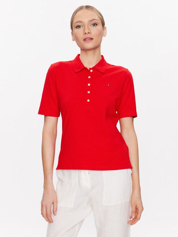 Tommy Hilfiger Tommy Hilfiger Тениска с яка и копчета 1985 WW0WW37820 Червен Regular Fit