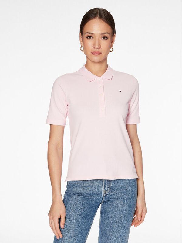 Tommy Hilfiger Tommy Hilfiger Тениска с яка и копчета 1985 WW0WW37820 Розов Regular Fit