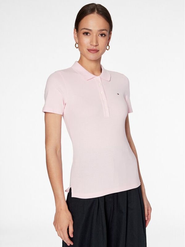 Tommy Hilfiger Tommy Hilfiger Тениска с яка и копчета 1985 WW0WW37823 Розов Slim Fit