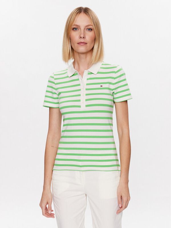 Tommy Hilfiger Tommy Hilfiger Тениска с яка и копчета 1985 WW0WW39530 Зелен Slim Fit