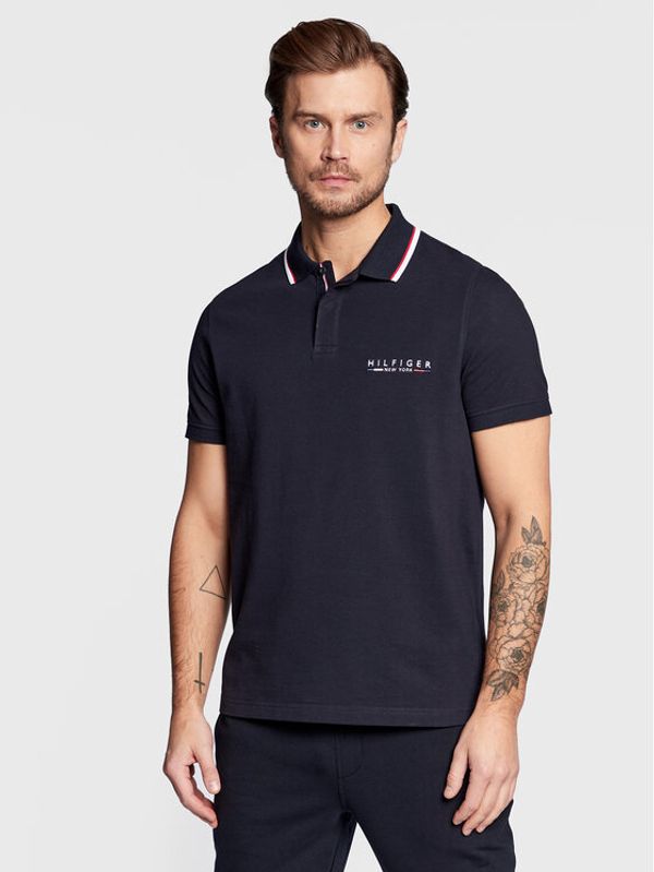 Tommy Hilfiger Tommy Hilfiger Тениска с яка и копчета Brand Love Logo MW0MW29525 Тъмносин Regular Fit