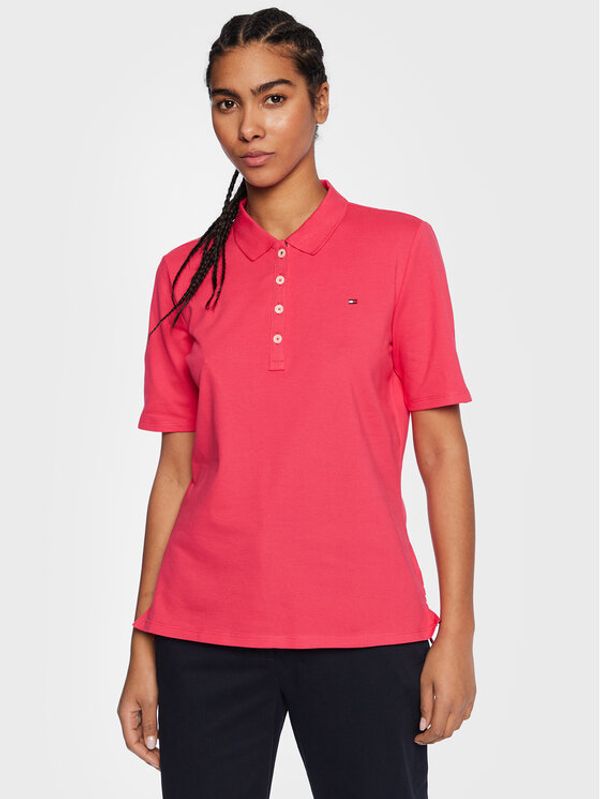 Tommy Hilfiger Tommy Hilfiger Тениска с яка и копчета Essential WW0WW28578 Розов Regular Fit