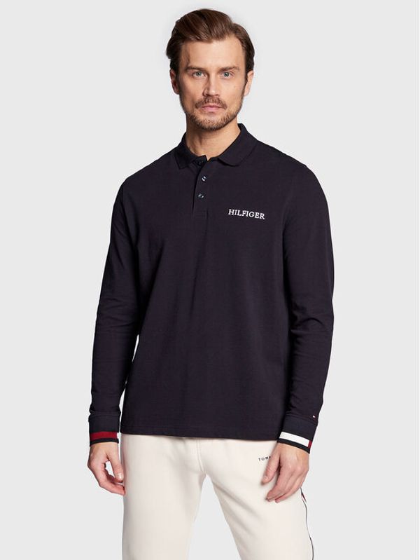 Tommy Hilfiger Tommy Hilfiger Тениска с яка и копчета Flag Cuff Chest Logo MW0MW29527 Тъмносин Regular Fit