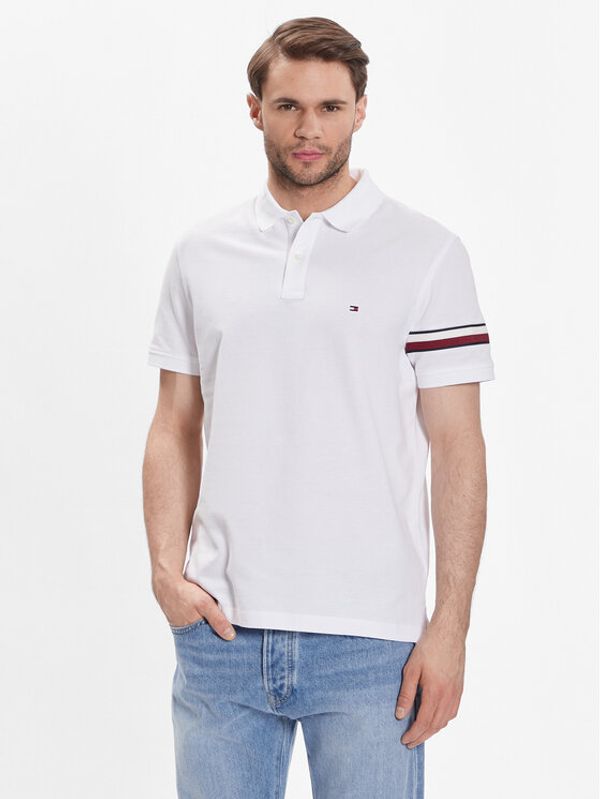 Tommy Hilfiger Tommy Hilfiger Тениска с яка и копчета Global Stp Placement MW0MW30767 Бял Regular Fit