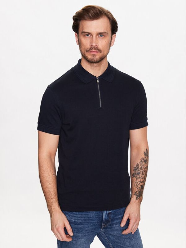 Tommy Hilfiger Tommy Hilfiger Тениска с яка и копчета Interlock MW0MW30762 Тъмносин Slim Fit