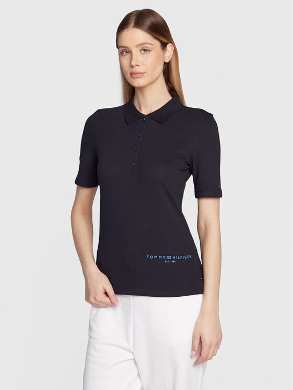 Tommy Hilfiger Tommy Hilfiger Тениска с яка и копчета Logo WW0WW37628 Тъмносин Slim Fit