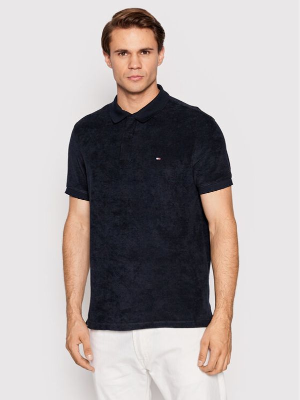 Tommy Hilfiger Tommy Hilfiger Тениска с яка и копчета Micro MW0MW25686 Тъмносин Slim Fit