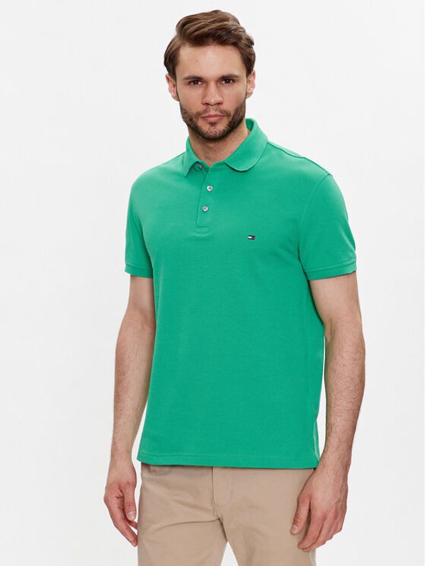 Tommy Hilfiger Tommy Hilfiger Тениска с яка и копчета MW0MW17771 Зелен Slim Fit