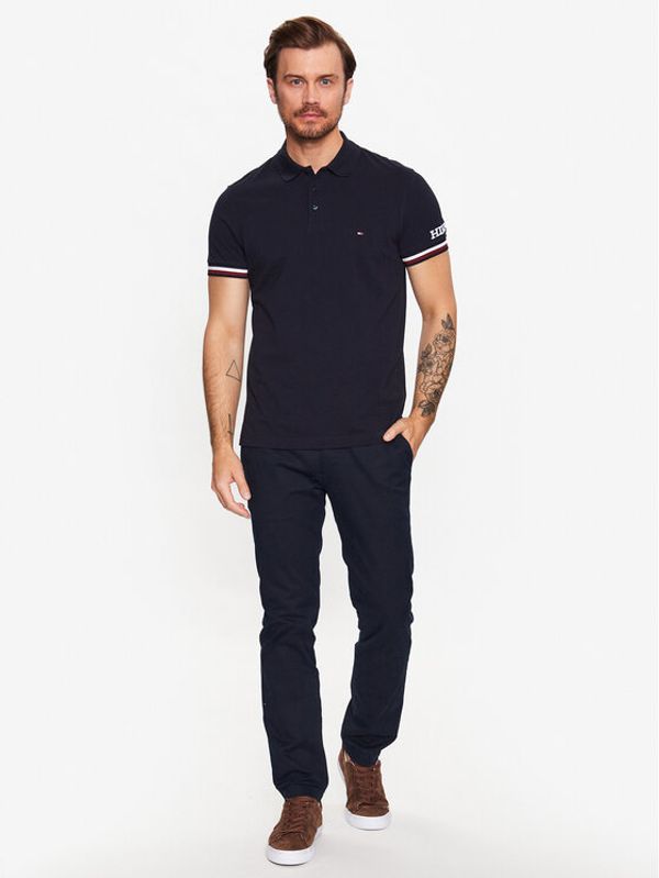 Tommy Hilfiger Tommy Hilfiger Тениска с яка и копчета MW0MW31549 Тъмносин Slim Fit