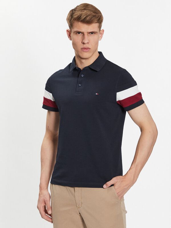 Tommy Hilfiger Tommy Hilfiger Тениска с яка и копчета MW0MW31675 Тъмносин Slim Fit