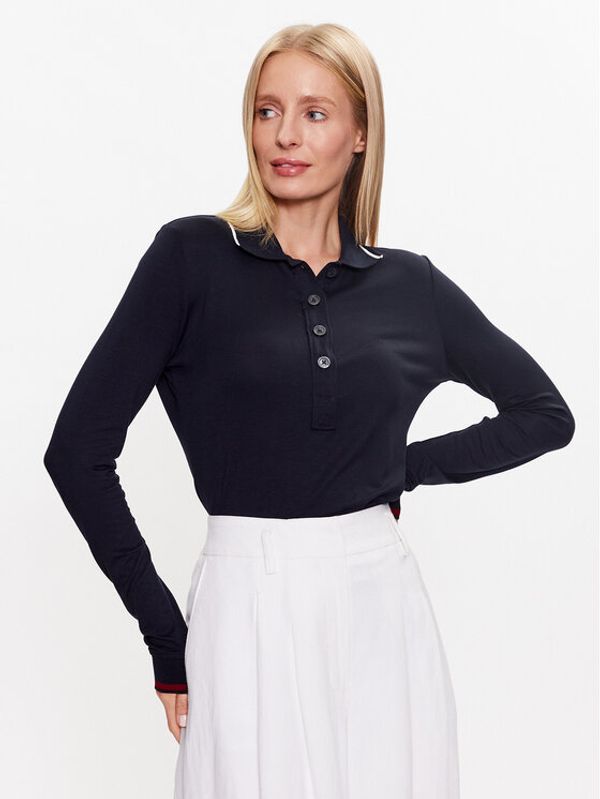 Tommy Hilfiger Tommy Hilfiger Тениска с яка и копчета WW0WW38831 Тъмносин Slim Fit