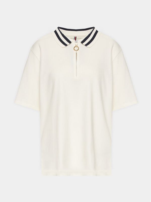 Tommy Hilfiger Tommy Hilfiger Тениска с яка и копчета WW0WW39277 Екрю Regular Fit