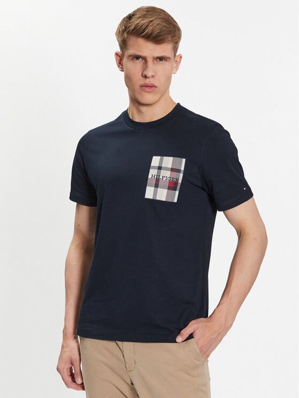 Tommy Hilfiger Tommy Hilfiger Тишърт Check MW0MW32120 Тъмносин Regular Fit