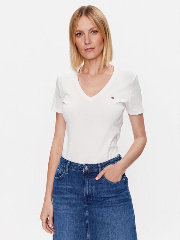 Tommy Hilfiger Tommy Hilfiger Тишърт Cody WW0WW37873 Екрю Slim Fit