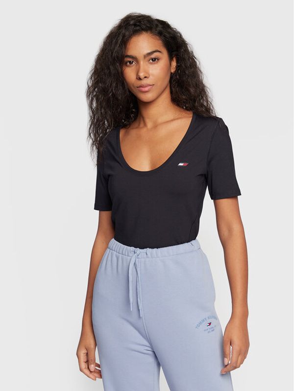 Tommy Hilfiger Tommy Hilfiger Тишърт Cropped S10S101573 Тъмносин Fitted Fit