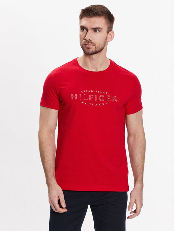 Tommy Hilfiger Tommy Hilfiger Тишърт Curve Logo MW0MW30034 Червен Slim Fit