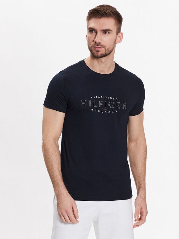 Tommy Hilfiger Tommy Hilfiger Тишърт Curve Logo MW0MW30034 Тъмносин Slim Fit