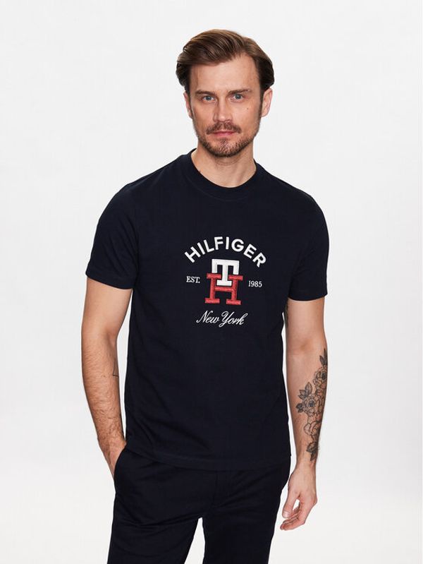Tommy Hilfiger Tommy Hilfiger Тишърт Curved Monogram MW0MW30043 Тъмносин Regular Fit