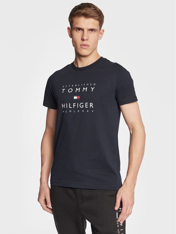Tommy Hilfiger Tommy Hilfiger Тишърт Established Stacked MW0MW29377 Тъмносин Regular Fit