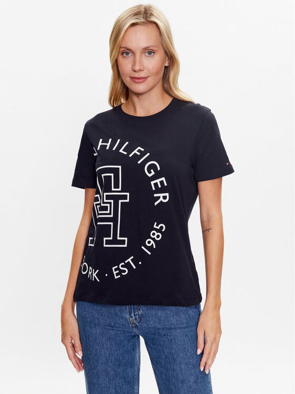 Tommy Hilfiger Tommy Hilfiger Тишърт Exploded WW0WW40051 Тъмносин Regular Fit