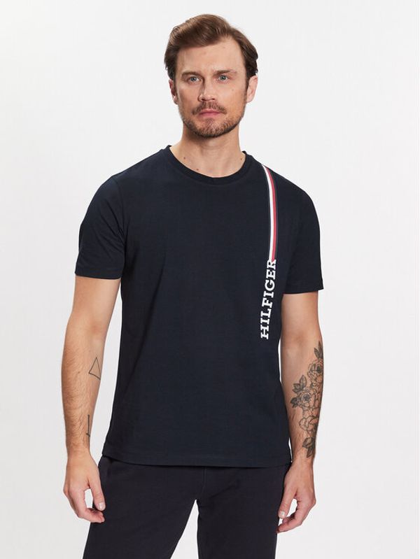 Tommy Hilfiger Tommy Hilfiger Тишърт Monotype Vertical Stripe MW0MW32118 Тъмносин Regular Fit