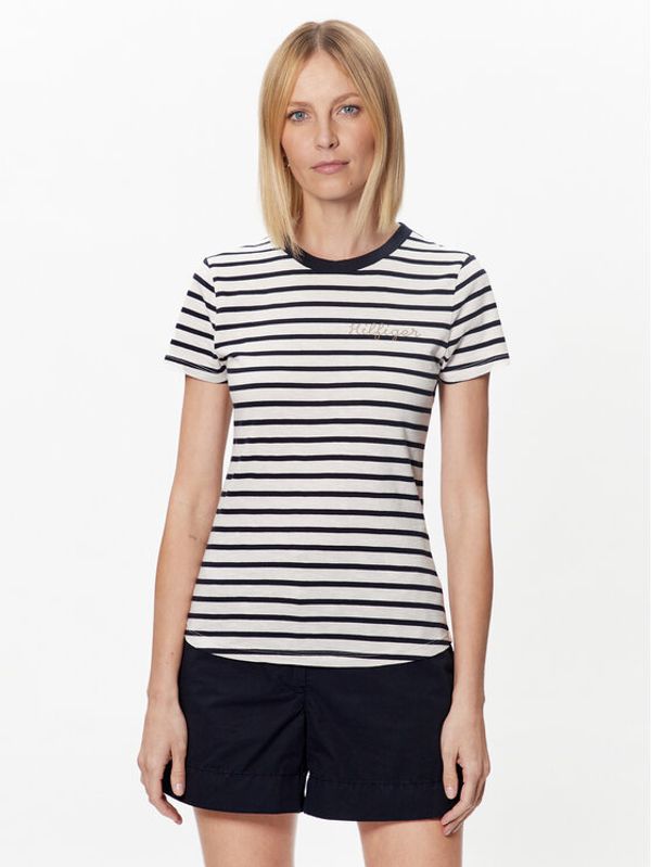 Tommy Hilfiger Tommy Hilfiger Тишърт Slim Gold WW0WW37860 Екрю Regular Fit